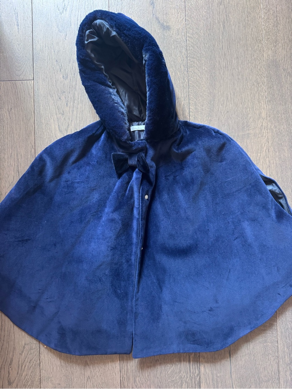 Girls' Hooded Cape Coat in Navy Blue